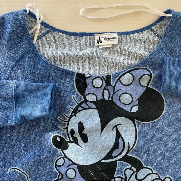 Disney Parks Blue Minnie Mouse Off The Shoulder Sweatshirt Size XSmall - Picture 8 of 10
